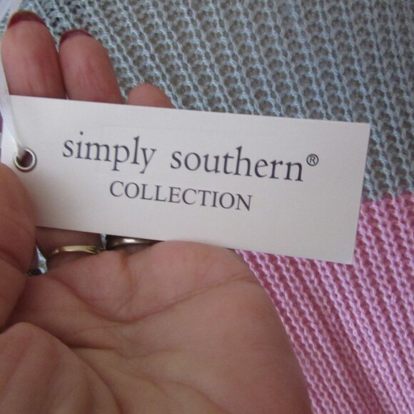 New w Tags, Simply Southern Collection, Pink & Gray Long Cardigan SZ Large - Picture 6 of 7